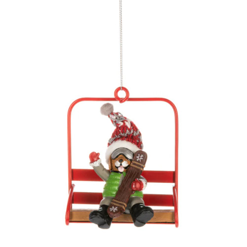 Snowboarding Dog - Animals on Chairlift Ornament
