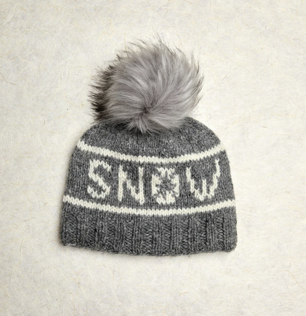 Snow Heather Grey Pom Beanie