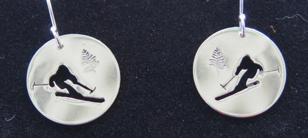 Sterling Silver Skier Earrings by Muddy Paws Designs