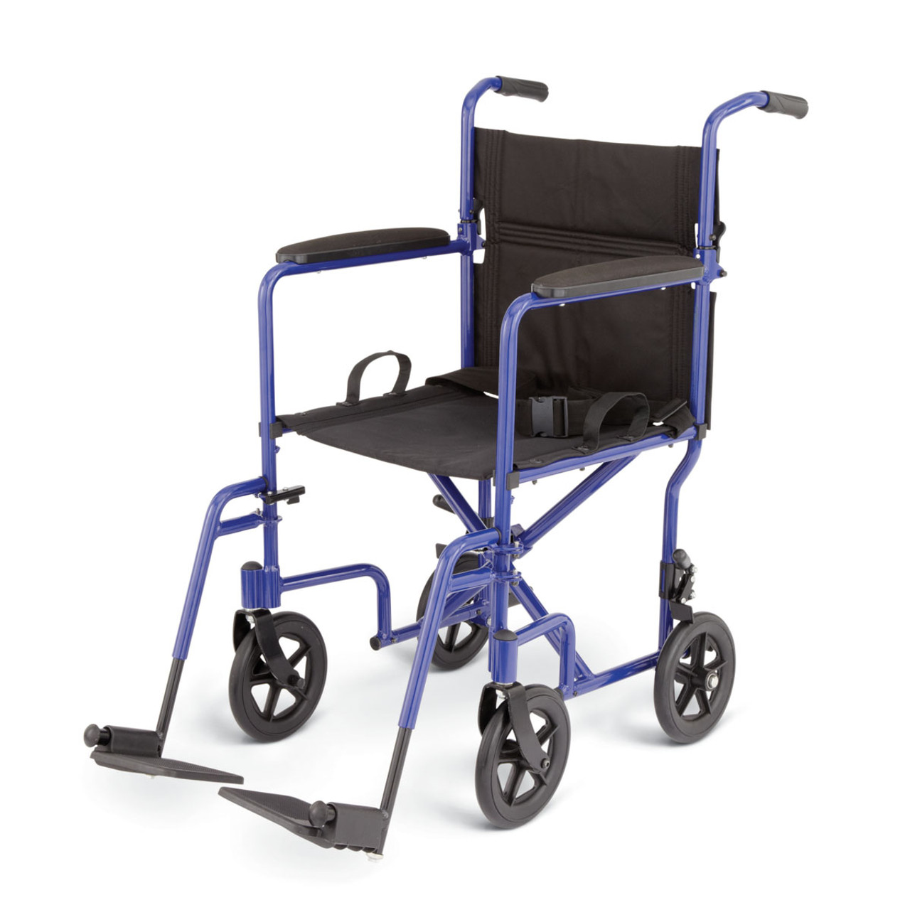 Medline Deluxe Traveler Transport Wheelchair w/ 8" Wheels (Blue)