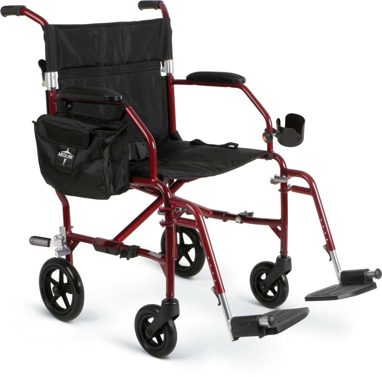 Medline Freedom 2 Transport Wheelchair - Red