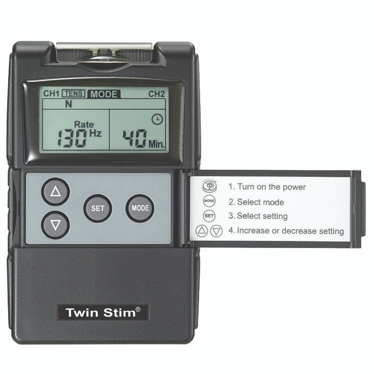 Drive Portable Dual Channel Tens Unit with Timer and Electrodes