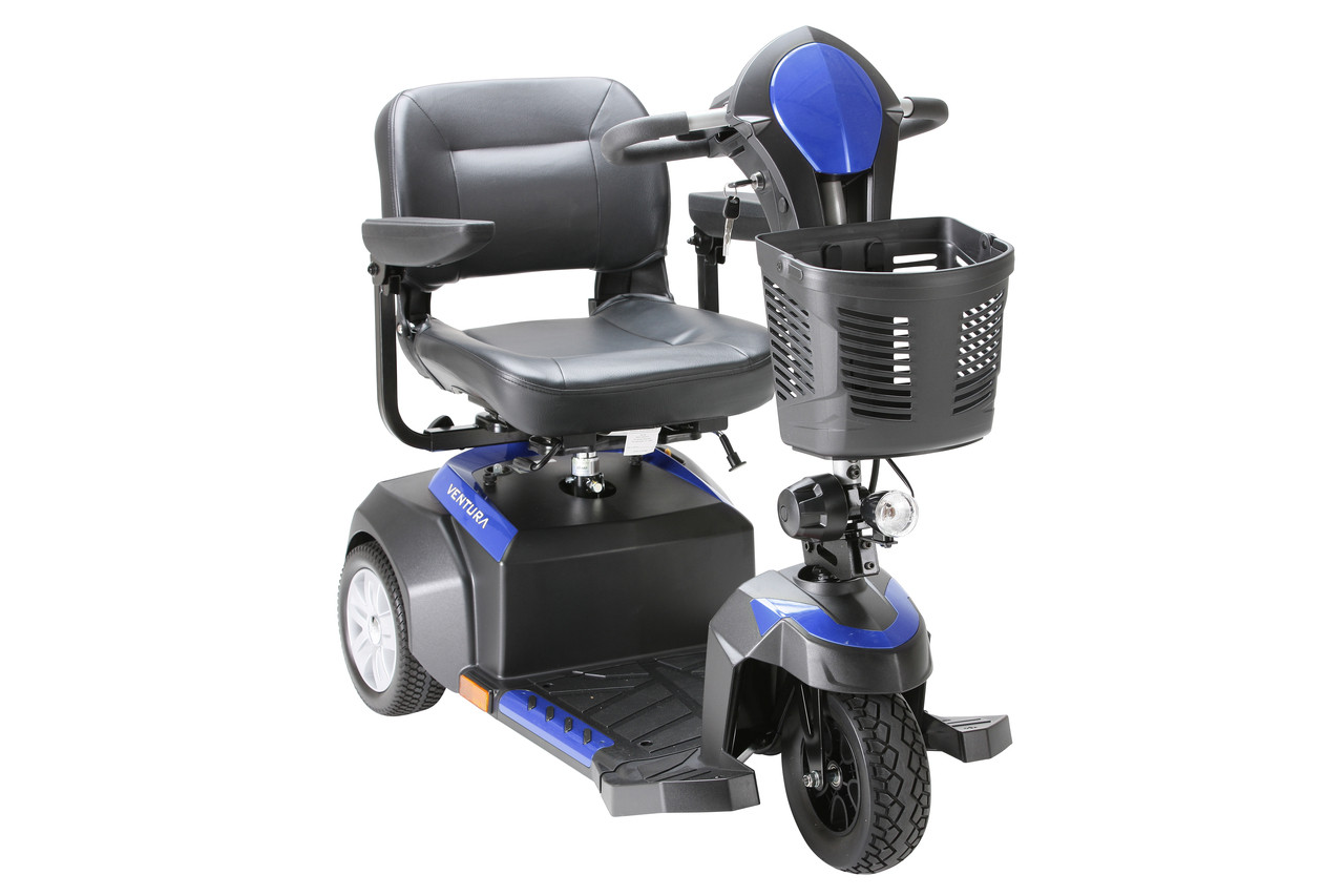 Drive Ventura 3 Wheel Scooter with Folding Seat Blue