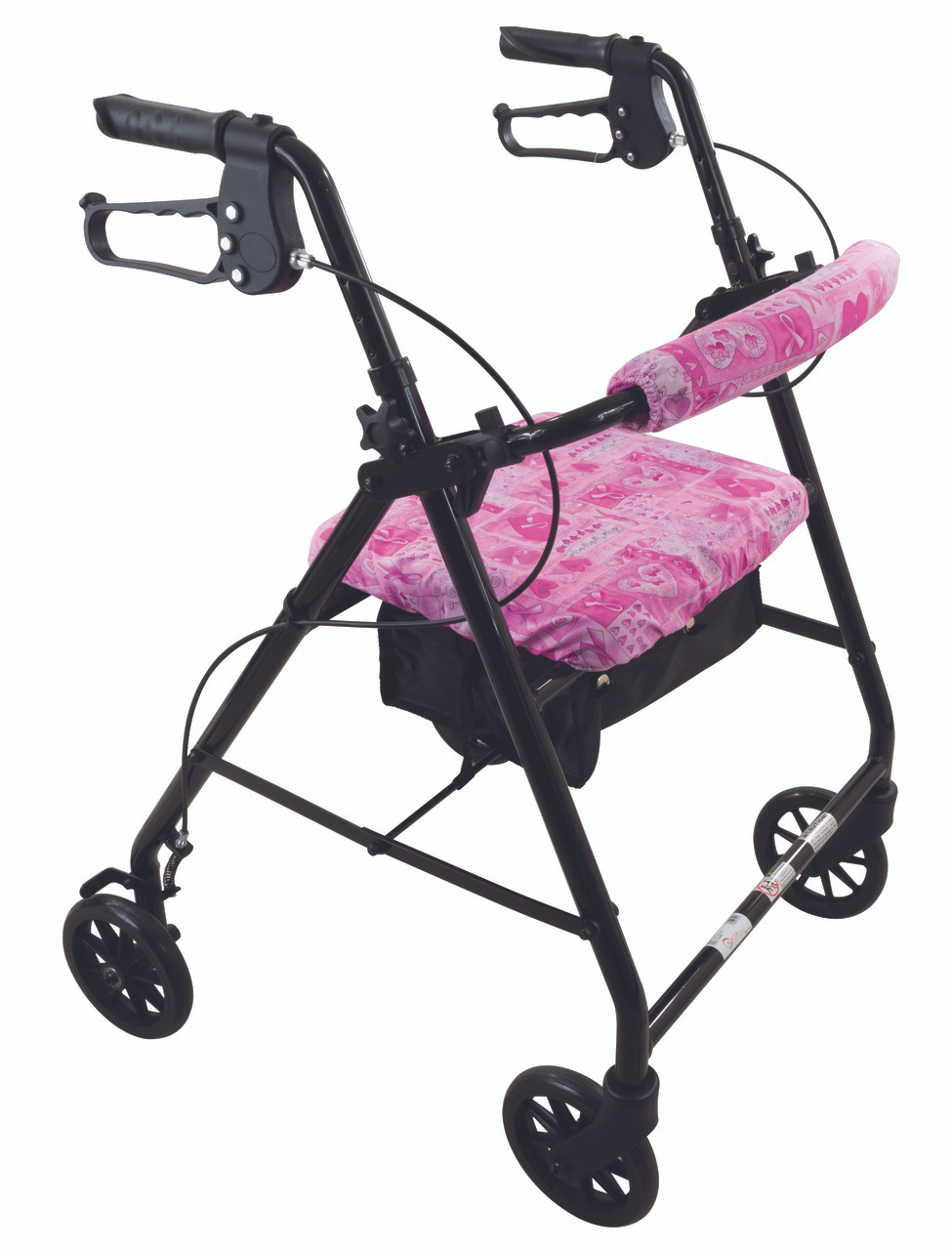 Rollator shown with Breast Cancer Awareness Seat and Backrest Covers