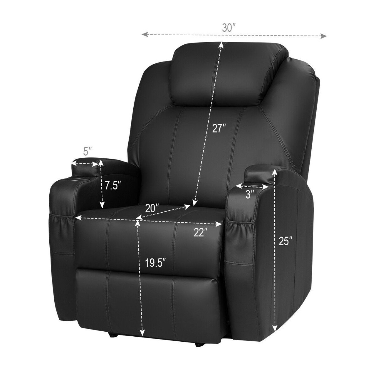 Oversize Faux Leather Power Lift Recliner Chair - Heated Massage