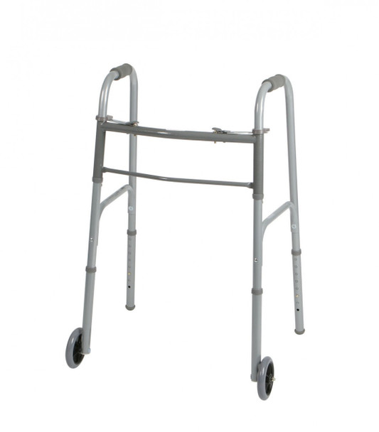 Medline Two Button Walker shown with wheels