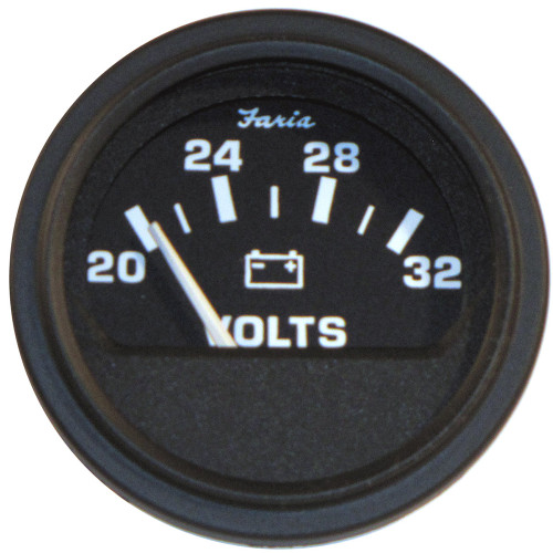 Faria 2" Heavy-Duty Voltmeter (14-32 VDC) - Black