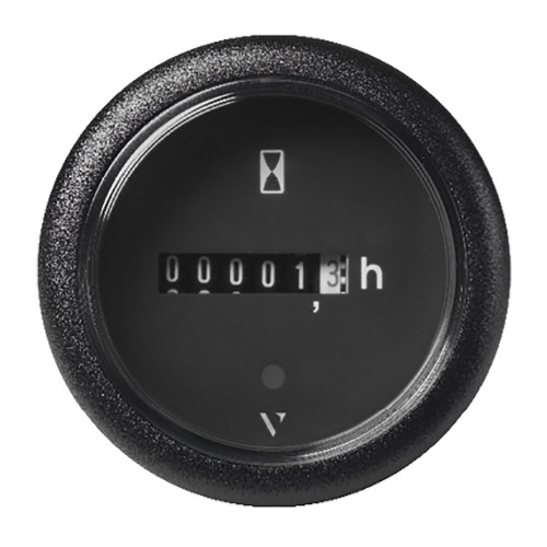 Veratron 2-1/16" (52mm) ViewLine Mechanical Hourmeter 0 to 99999.9 Hours - Black Dial & Round Bezel