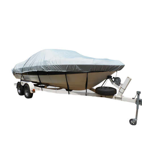 Carver Flex-Fit PRO Polyester Size 2 Boat Cover f/V-Hull Runabout or Tri-Hull Boats I/O or O/B - Grey