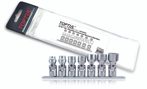 7pcs 3/8 Dr, Flexible Universal Socket Set  SAE  Satin Finish