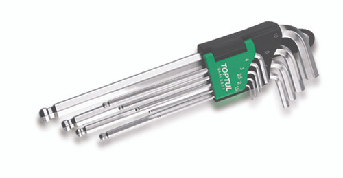 Hex Key Wrench Set 9pc, Ball End (Long)