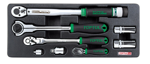 8 pc Torque Wrench, Socket & Ratchet (Satin Finish)