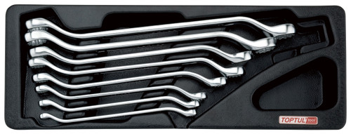8pc, 45 degree offset, double ring wrench set with tray.
