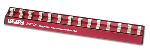 1/4 Magnetic, Aluminum Socket Rail Holds 14 Sockets