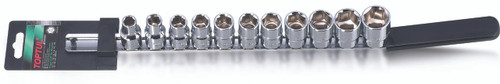1/2 Drive, 6 point, Shallow socket set, 11 piece (satin)