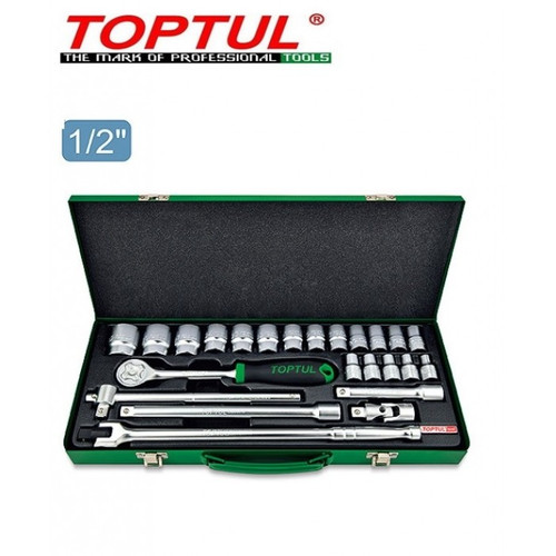 24 PC, 1/2 Drive Metric Socket Set in Metal Case