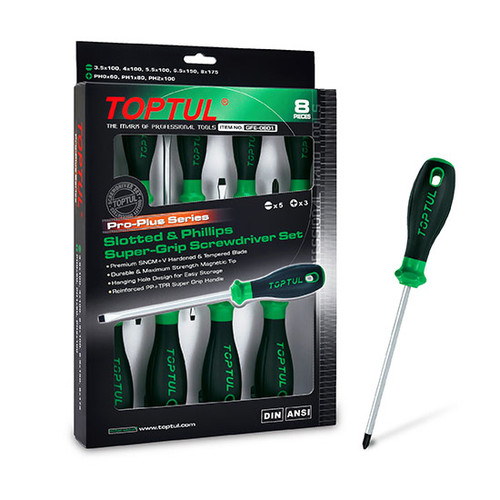 8PCS PRO-PLUS SERIES Slotted & Phillips Super-Grip Screwdriver Set