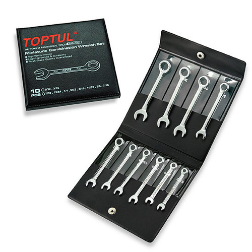 10 pc  Miniature Combination Wrench Set, SAE, Chrome Finish