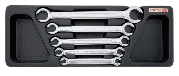 5 pc Flare nut wrench set, satin finish with tray