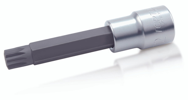 1/2 Drive M6 Spline Bit Socket, extra long, satin finish