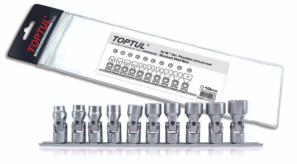 Flexible Universal 3/8 DR 10pcs Socket set Metric  Satin Finish