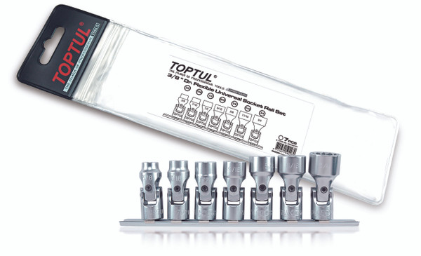 7pcs 3/8 Dr, Flexible Universal Socket Set  SAE  Satin Finish