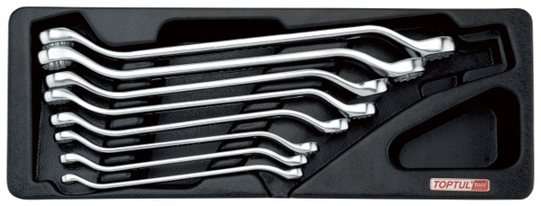 8pc, 45 degree offset, double ring wrench set with tray.
