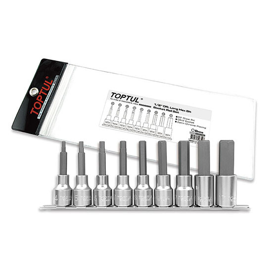 9pc 1/2 Dr. Metric Long Hex bit socket Rail Set
