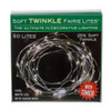 16.3' Battery Operated 50L Cool White Soft Twinkle Fairy LED Silver Wire Light Set In PDQ