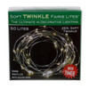 16.3' Battery Operated 50L Warm White Soft Twinkle Fairy LED Silver Wire Light Set In PDQ