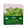 5.4' Battery Operated 84L 7-Drop Green Fairy LED Cannabis Leaf Curtain Light