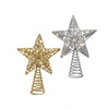 6“ Battery Operated Warm White Fairy LED Gold & Silver Star Treetops, 2 Assorted
