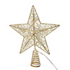 11.8" Battery Operated Warm White LED 5-Point Gold Metal Star Tree Topper