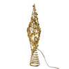 11.8" Battery Operated Warm White LED 5-Point Gold Beaded Metal Star Tree Topper