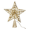 11.8" Battery Operated Warm White LED 5-Point Gold Beaded Metal Star Tree Topper