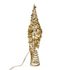 11.8" Battery Operated Warm White LED 5-Point Gold Beaded Metal Star Tree Topper