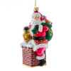 Bellissimo Glass Santa In Chimney Ornament