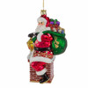 Bellissimo Glass Santa In Chimney Ornament