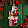 Bellissimo Glass Santa In Chimney Ornament
