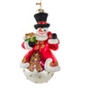 Bellissimo Glass Snowman With Top Hat Ornament