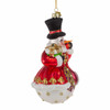 Bellissimo Glass Snowman With Top Hat Ornament
