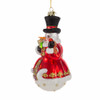 Bellissimo Glass Snowman With Top Hat Ornament