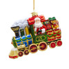 Bellissimo Glass Santa With Train Ornament