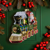 Bellissimo Glass Santa With Train Ornament