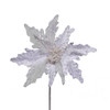 White Glittered Poinsettia Pick