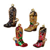 Noble Gems™ Cowboy Boot Glass Ornaments, 4 Assorted