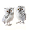 Plush Grey Owl Ornaments, 2-Piece Set