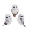 Grey With White Fur Hanging Owl Ornaments, 3 Assorted