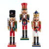 15“ Red, Green and Blue King and Soldier Nutcrackers, 3 Assorted