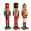 15“ Red, Green and Blue King and Soldier Nutcrackers, 3 Assorted